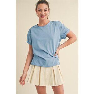 Aemi + Co Exposed Seam Round Neck Short Sleeve T-Shirt